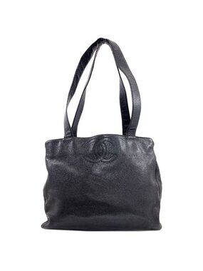 Chanel CC Logo Gold Tote Grained Calfskin